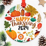 Personalized Thanksgiving Year Any Text Round Ornament Round Ornament (Two Sides) Back