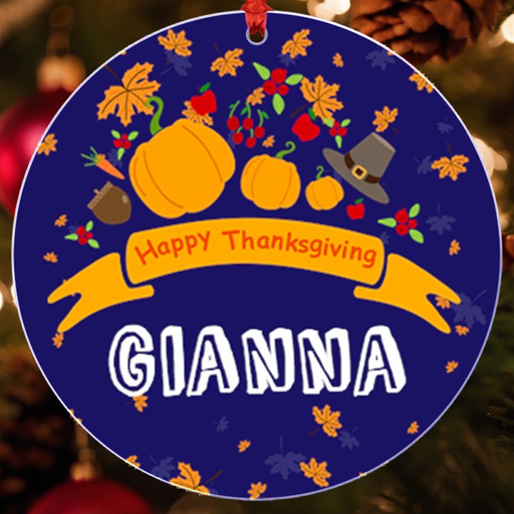 Personalized Thanksgiving Any Text Round Ornament UV Print Acrylic Ornament Round