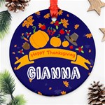 Personalized Thanksgiving Photo Any Text Round Ornament Round Ornament (Two Sides) Front