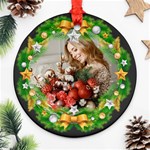 Personalized Photo Any Text Christmas Round Ornament Round Ornament (Two Sides) Front