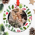 Personalized Photo Any Text Christmas Round Ornament Round Ornament (Two Sides) Front