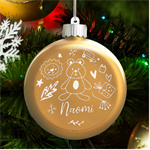 Personalized Christmas Any Text Name Led Glass Round Ornament LED Glass Round Ornament Front
