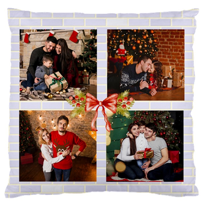 Personalized 4 Photo Christmas Large Cushion Case  Large Cushion Case (Two Sides)