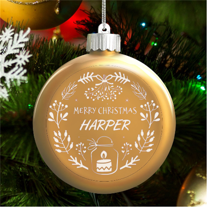 Personalized Christmas Any Text Name Led Glass Round Ornament LED Glass Round Ornament