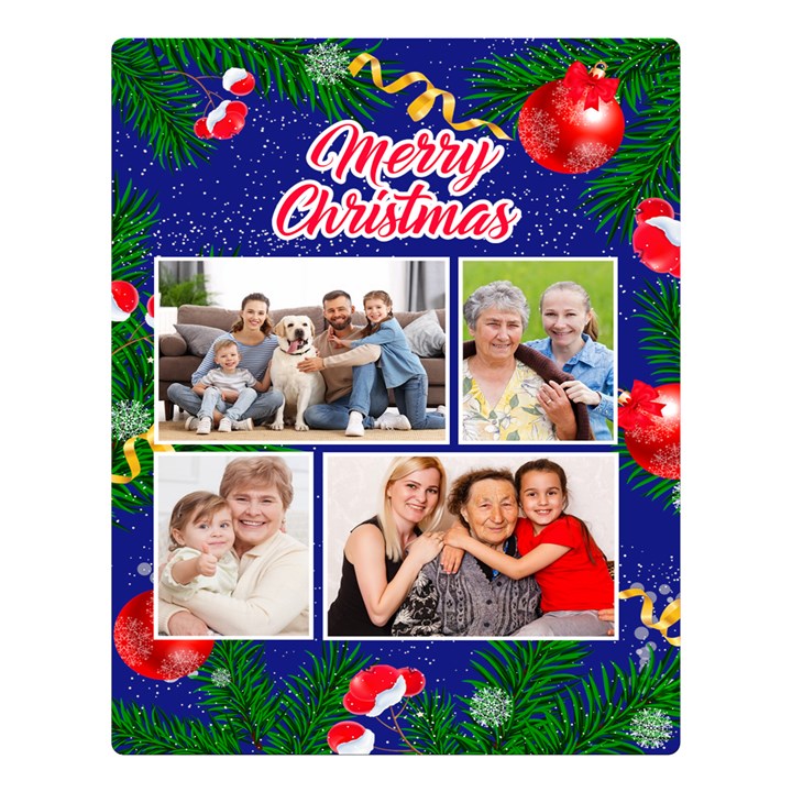 Personalized Christmas Photo Name Any Text Two Sides Premium Plush Fleece Blanket Two Sides Premium Plush Fleece Blanket (Large)