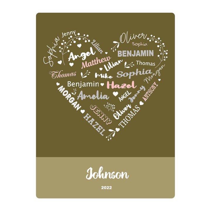 Personalized Family Name Love Heart Two Sides Premium Plush Fleece Blanket (Mini)