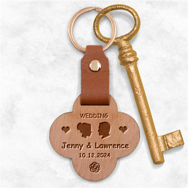 Personalized Wedding Name Any Text Save the Date Engraved Wood Keychain Engraved Wood Key Chain