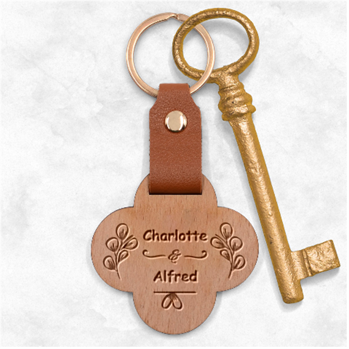 Personalized Wedding Couple Name Any Text Engraved Wood Keychain Engraved Wood Key Chain