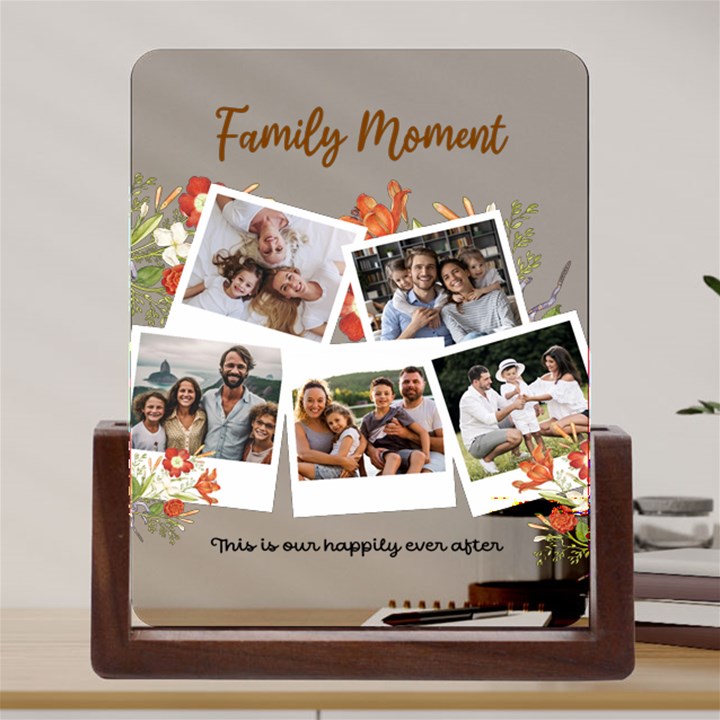 Personalized 5 Photo Polaroid Style Couple Family Name Any Text Acrylic UV Print 6  Tabletop Frame (U-Shape)