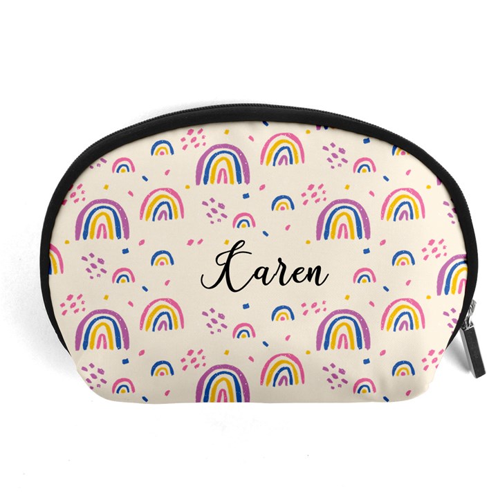 Personalized Rainbow Name Any Text Accessory Pouch (Large)