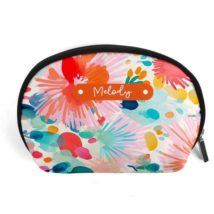 Personalized Floral Name Any Text Accessory Pouch (Large)