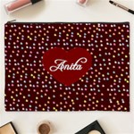 Chocolate Color Heart Pattern Cosmetic Bag (XXXL) Front
