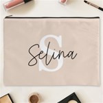 Beige Color Initial Cosmetic Bag (XXXL) Front