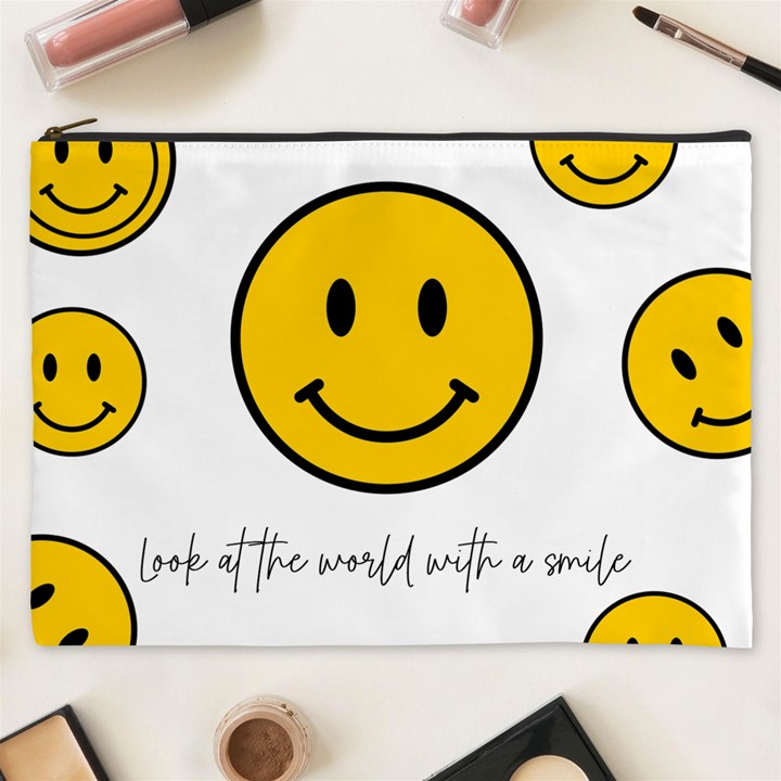 Yellow Smiley Face Cosmetic Bag (XXXL)