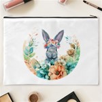 Floral Bunny  Cosmetic Bag (XXXL) Back