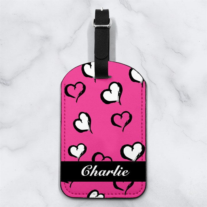 Valentine Love Pattern Nappa Leather Luggage Tag Rectangle