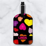 Multicolored Hearts Nappa Leather Luggage Tag Rectangle Front