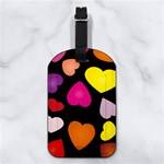 Multicolored Hearts Nappa Leather Luggage Tag Rectangle Back