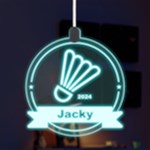 Personalized Sport Theme Badminton LED Acrylic Ornament Front