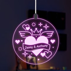 Valentines Fly Heart With Wings Led Acrylic Ornament