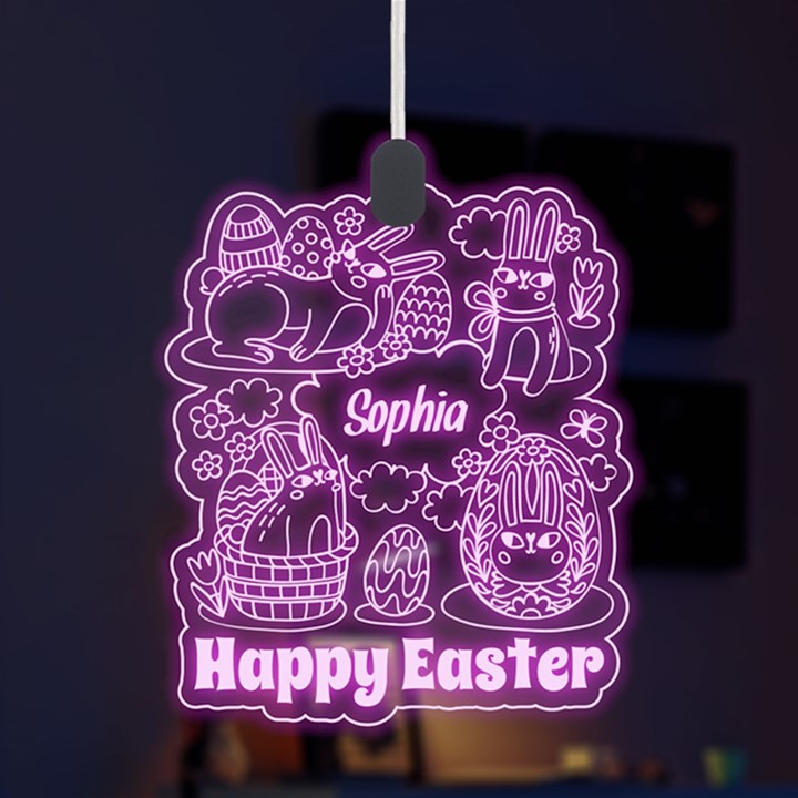 Custom Happy Easter Day Name Any Text LED Acrylic Ornament