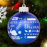 Personalized Easter Day Rabbit Egg Name LED Glass Sphere Ornament Front