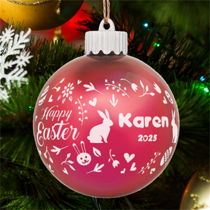 Personalized Easter Day Rabbit Name LED Glass Sphere Ornament