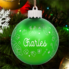 Personalized Merry Christmas Santa Claus Illustration Name Led Glass Sphere Ornament