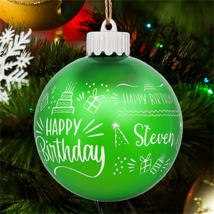 Personalized Happy Birthday Name LED Glass Sphere Ornament
