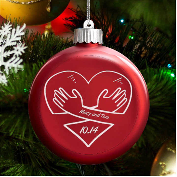 Heart Hug LED Glass Round Ornament