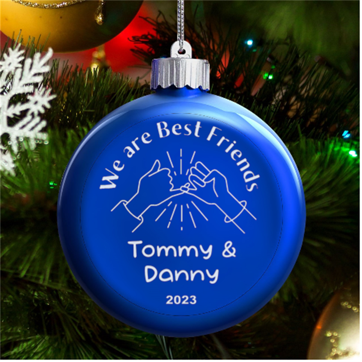 Personalized We are Best Friends Name LED Glass Round Ornament