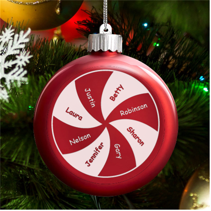 Personalized Family Name Circle LED Glass Round Ornament