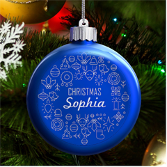 Personalized Christmas Any Text Name Led Glass Round Ornament Led Glass Round Ornament
