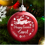 Personalized Easter Day Rabbit Name LED Glass Round Ornament Front