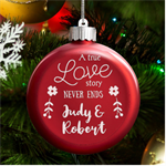 Personalized Couple love Name LED Glass Round Ornament Front