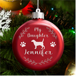 Personalized Pet Cat Dog Name LED Glass Round Ornament Front