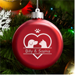 Personalized Name Pet LED Glass Round Ornament Front
