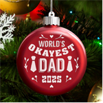 Personalized Fathers Day Name LED Glass Round Ornament Front