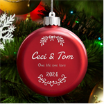 Love text LED Glass Round Ornament Front