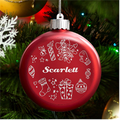 Personalized Christmas Any Text Name Led Glass Round Ornament Led Glass Round Ornament