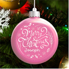 Personalized Christmas Any Text Name Led Glass Round Ornament Led Glass Round Ornament