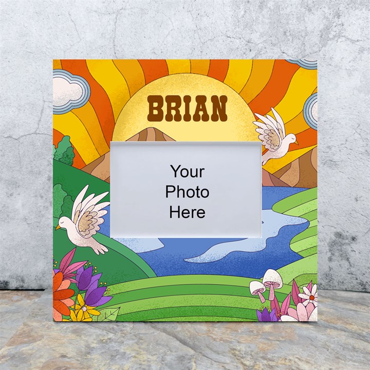 Personalized sychedelic Pet Photo Name Box Photo Frame White Box Photo Frame 4  x 6 