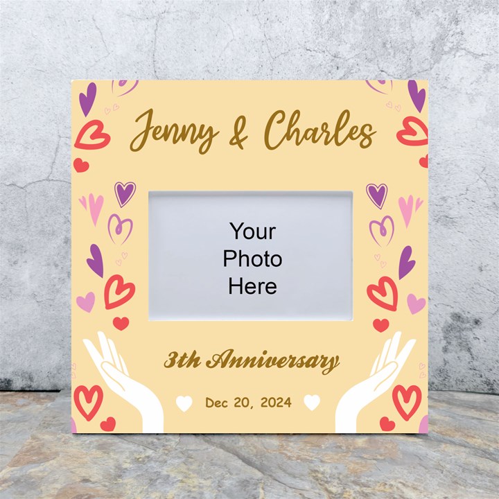 Personalized Heart Love Couple Name Any Text Box Photo Frame White Box Photo Frame 4  x 6 