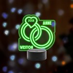 Personalized Name Ring Remote LED Acrylic Message Display (Black Round Stand)  Front