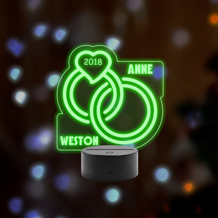 Personalized Name Ring Remote LED Acrylic Message Display (Black Round Stand) 