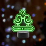 Personalized Name Double Chicken Remote LED Acrylic Message Display (Black Round Stand)  Front