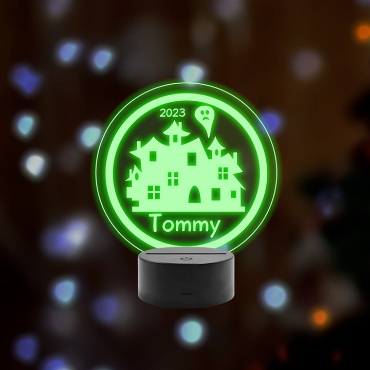 halloween Remote LED Acrylic Message Display (Black Round Stand) 