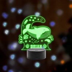Personalized Whale Sea Name Remote Led Acrylic Message Display (black Round Stand) 