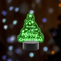 Personalized Christmas Tree Name Remote Led Acrylic Message Display (black Round Stand) 