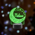 Personalized Night Light Star Moon Name Remote LED Acrylic Message Display (Black Round Stand)  Front